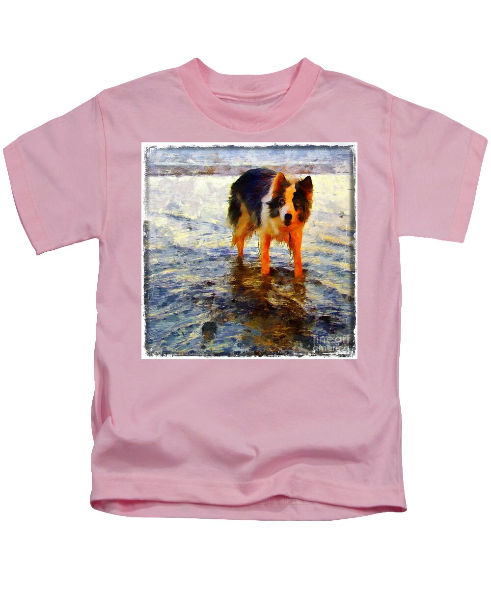 Digital Kids T-Shirt featuring the painting Paws for thought by Vix Edwards