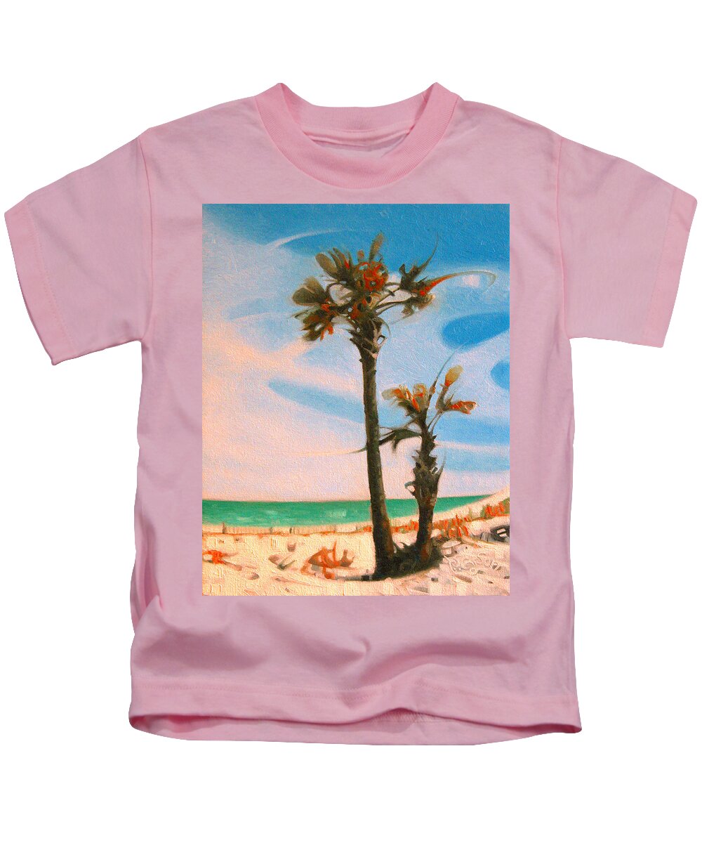 Pensacola Beach Kids T-Shirt featuring the painting Pensacola Beach by T S Carson