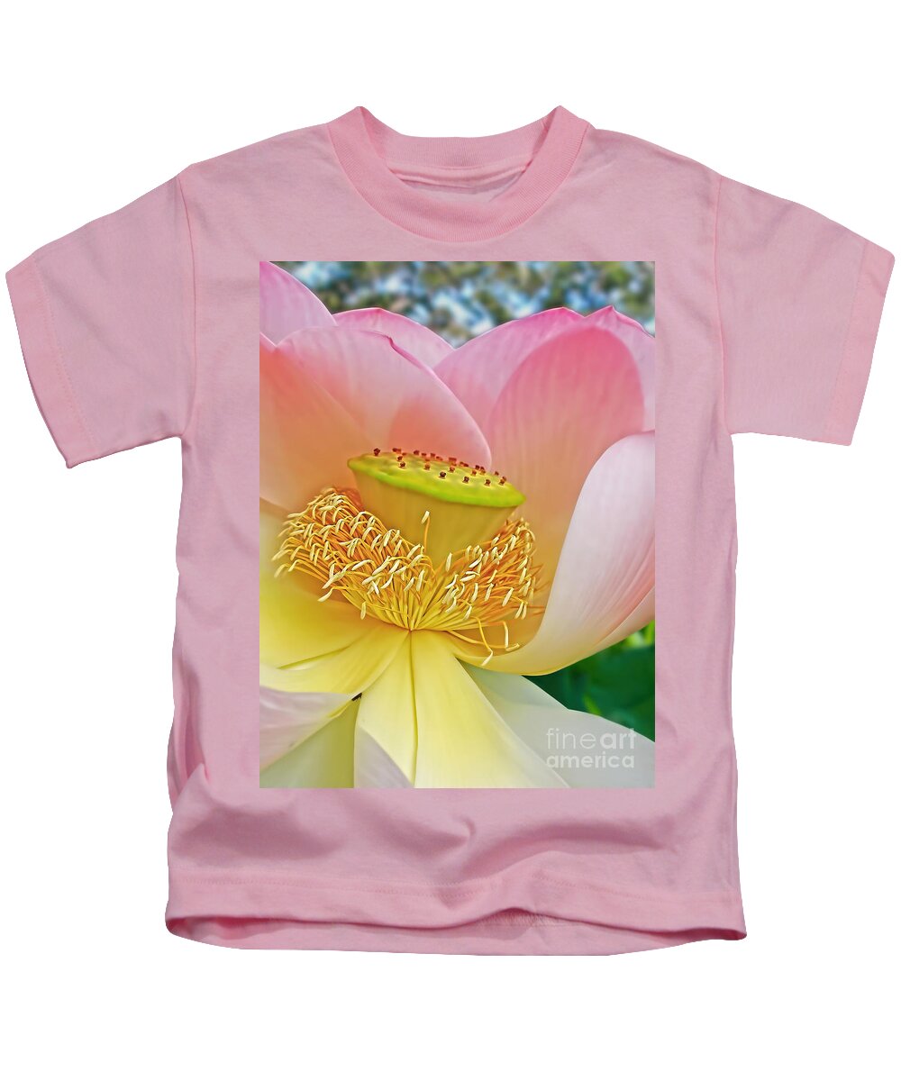Photography Kids T-Shirt featuring the photograph Pink Lotus Lily by Kaye Menner