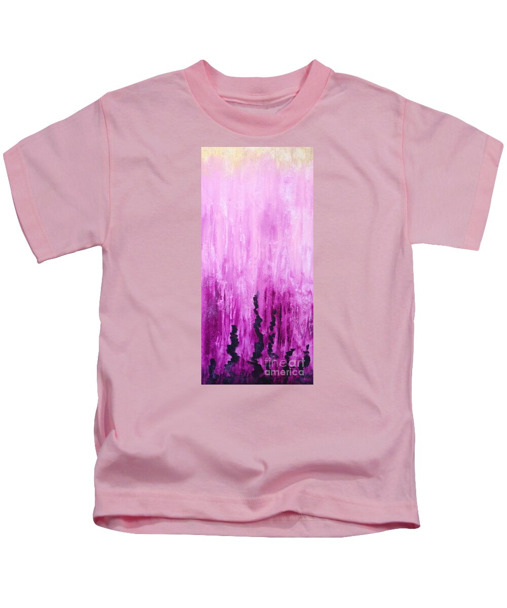 Pink Kids T-Shirt featuring the painting Pink Water by Monika Shepherdson