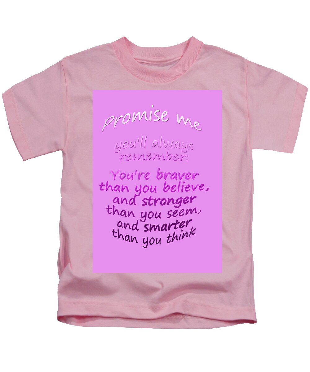 Winnie The Pooh Kids T-Shirt featuring the digital art Promise me - Winnie the Pooh - Pink by Georgia Clare