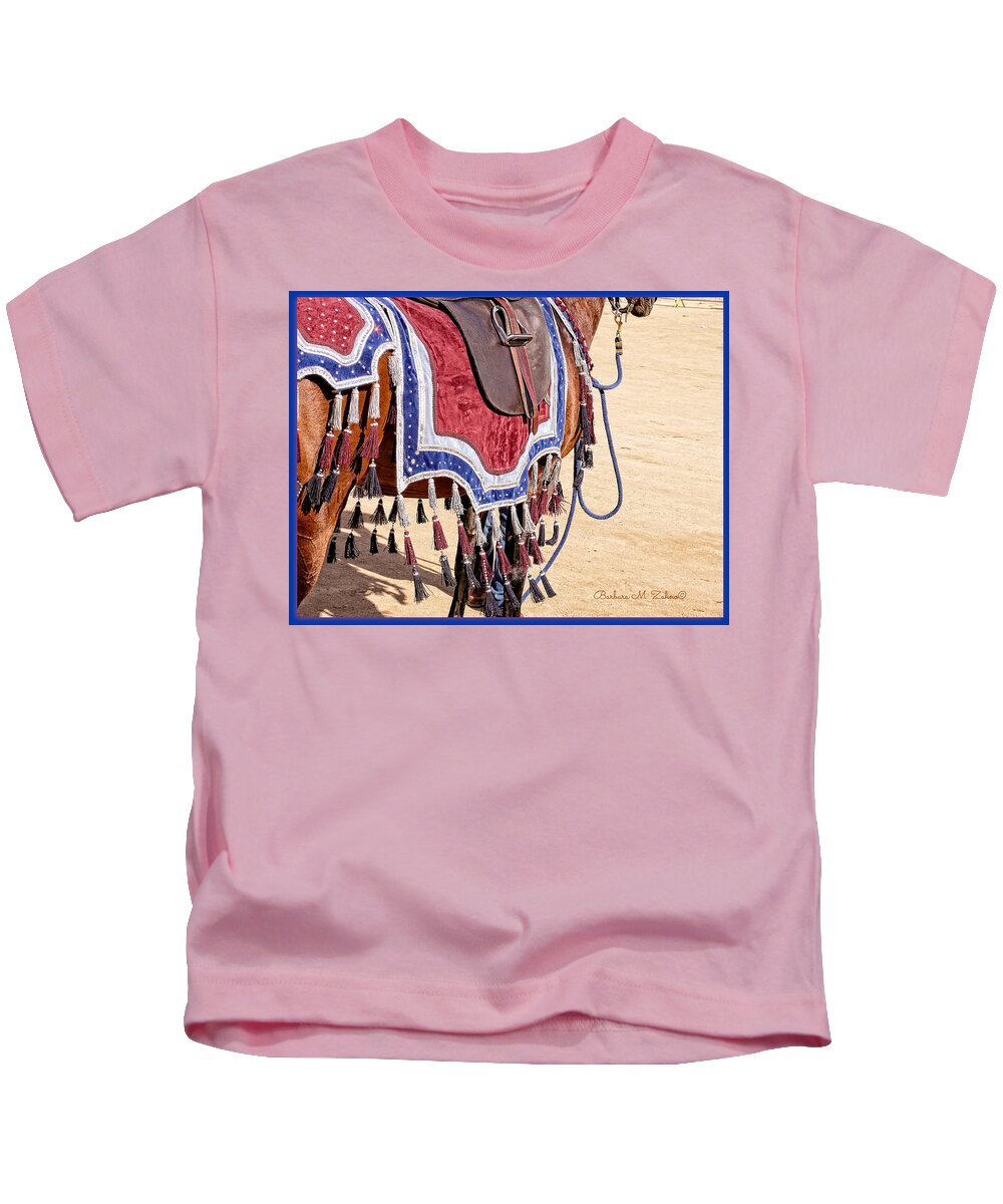 Horses Kids T-Shirt featuring the photograph Ready for the competition by Barbara Zahno