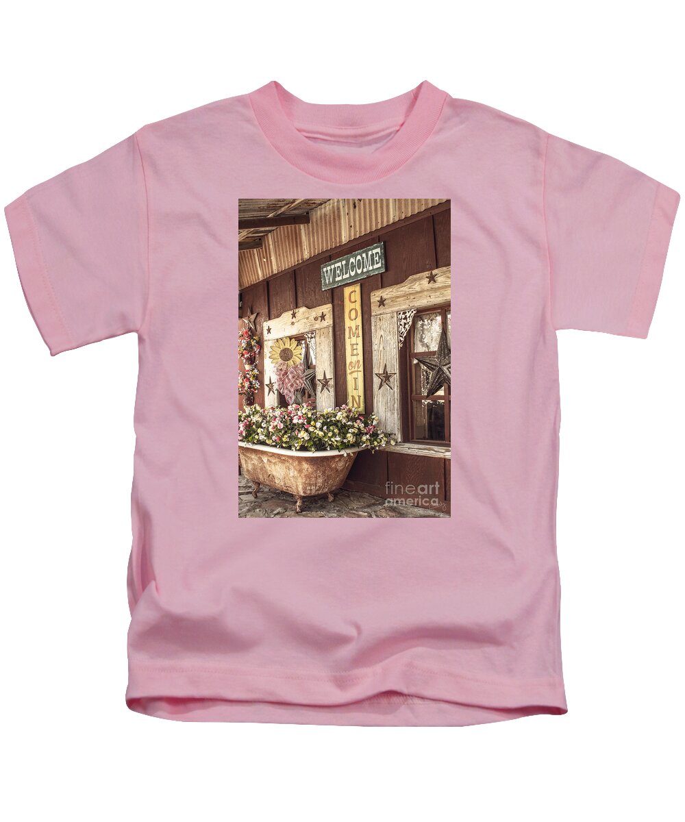 Rustic Country Welcome Kids T-Shirt featuring the photograph Rustic Country Welcome by Imagery by Charly