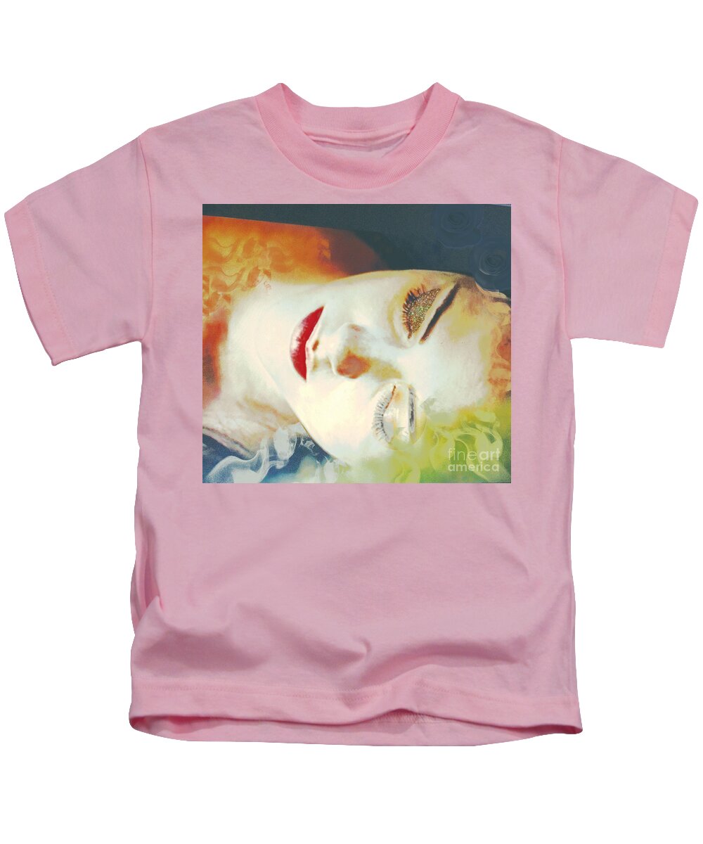 Sleeping Portrait Kids T-Shirt featuring the digital art Sally Sleeps by Kim Prowse