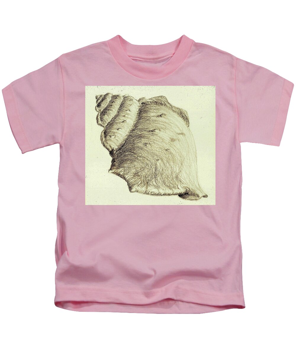 Pencil Kids T-Shirt featuring the drawing Shell by Karen Buford