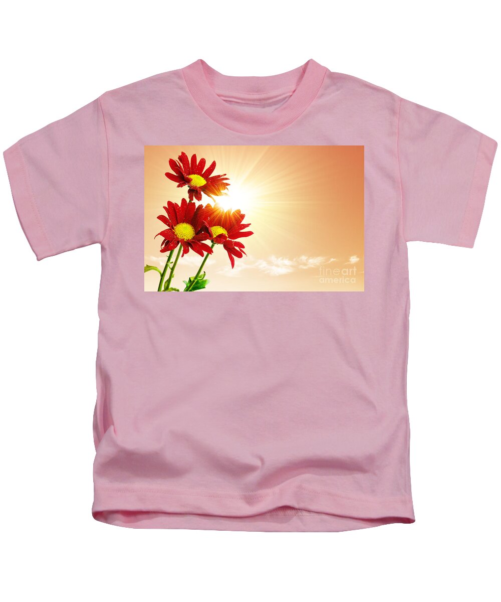 Background Kids T-Shirt featuring the photograph Sunrays Flowers by Carlos Caetano