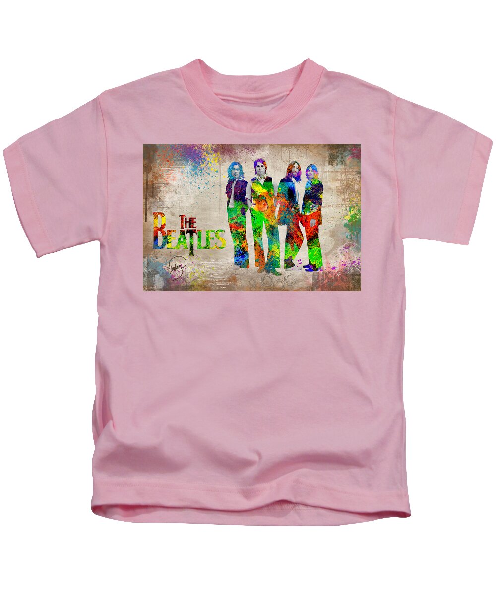 Beatles Revolution Kids T-Shirt featuring the digital art The Beatles by Patricia Lintner