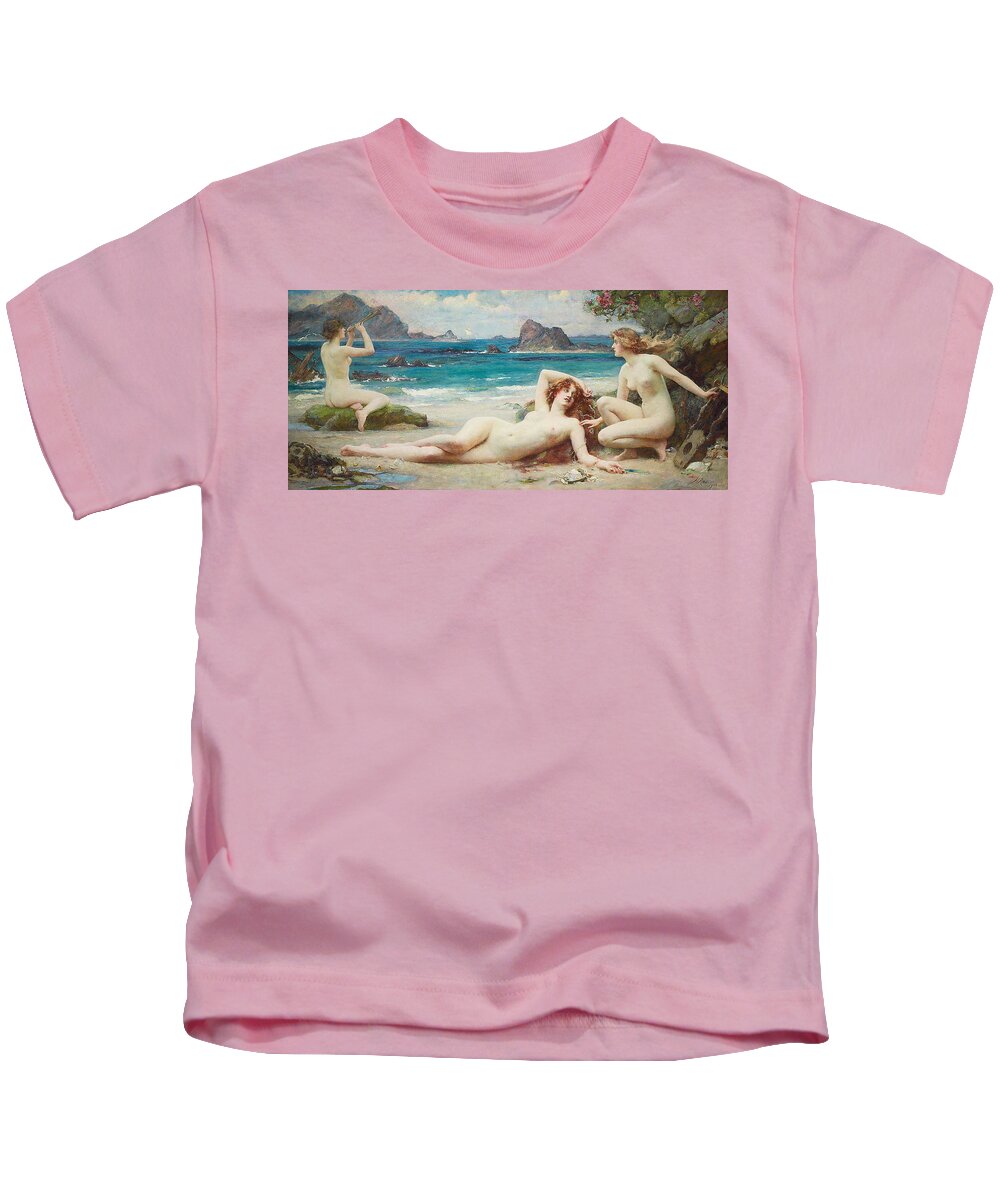 Nude Kids T-Shirt featuring the painting The Sirens by Henrietta Rae