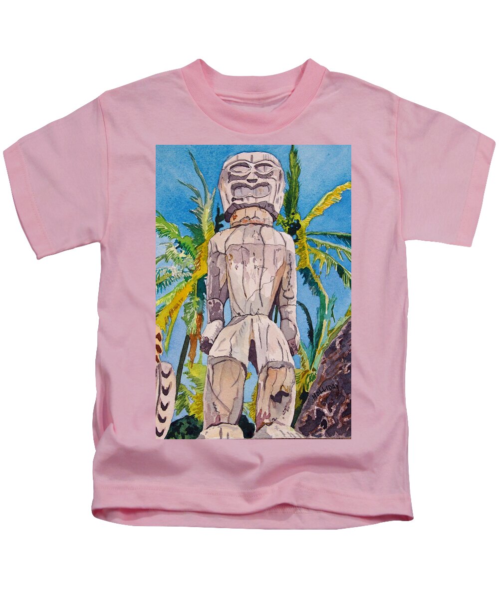 Art Kids T-Shirt featuring the painting Tiki by Terry Holliday