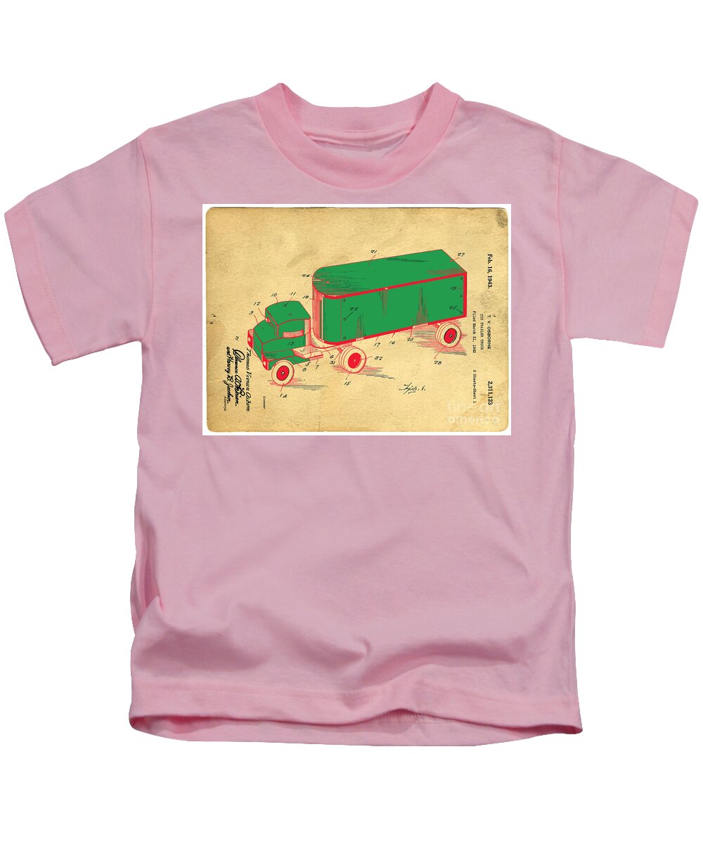 Tonka Kids T-Shirt featuring the digital art Tonka Truck Patent by Edward Fielding
