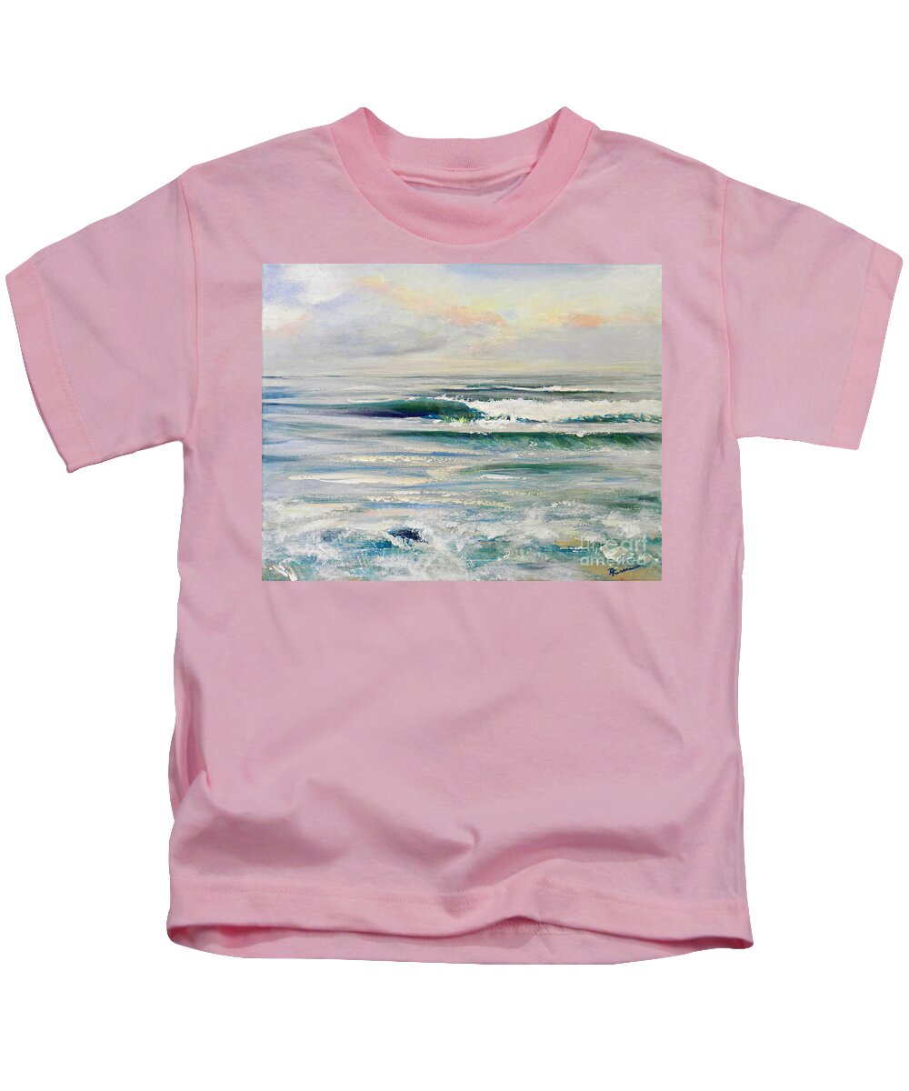 Landscape Kids T-Shirt featuring the painting Wave Music by Deborah Ferree