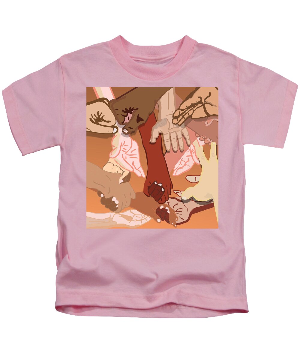 Diversity Art Kids T-Shirt featuring the painting We're All in This Together by Pharris Art