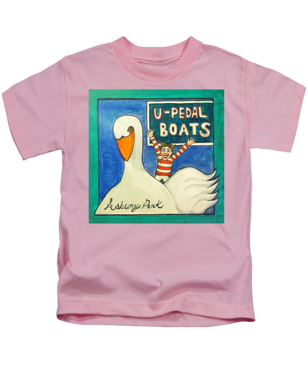 Asbury Park Art Kids T-Shirt featuring the painting You Pedal Tillie by Patricia Arroyo