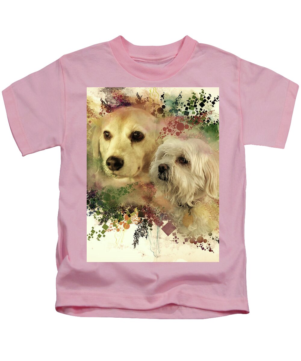 Dog Kids T-Shirt featuring the digital art Best Friends by Kathy Tarochione