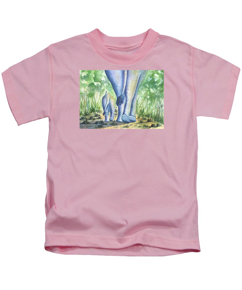 Elephant Kids T-Shirt featuring the painting Elephant Walk by Lyn DeLano