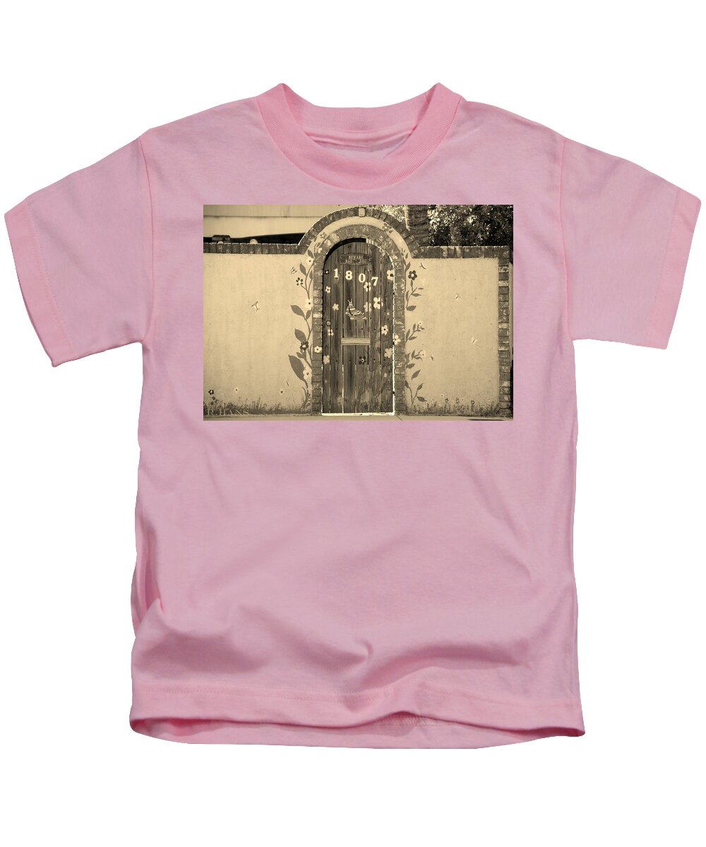 Doors Kids T-Shirt featuring the photograph FLOWER POWER in SEPIA by Rob Hans