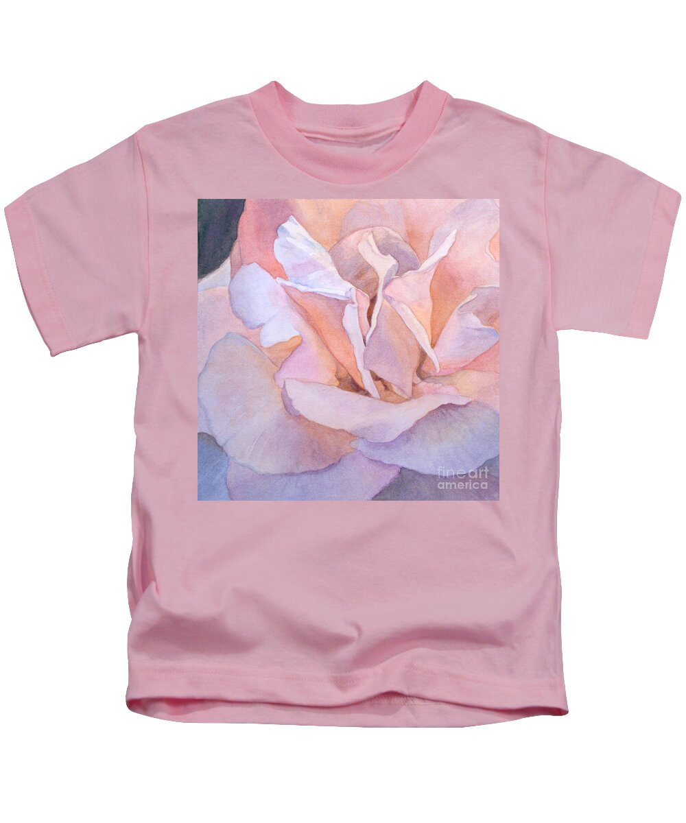 Flowers Kids T-Shirt featuring the painting Heart of a Rose 1 by Jan Lawnikanis