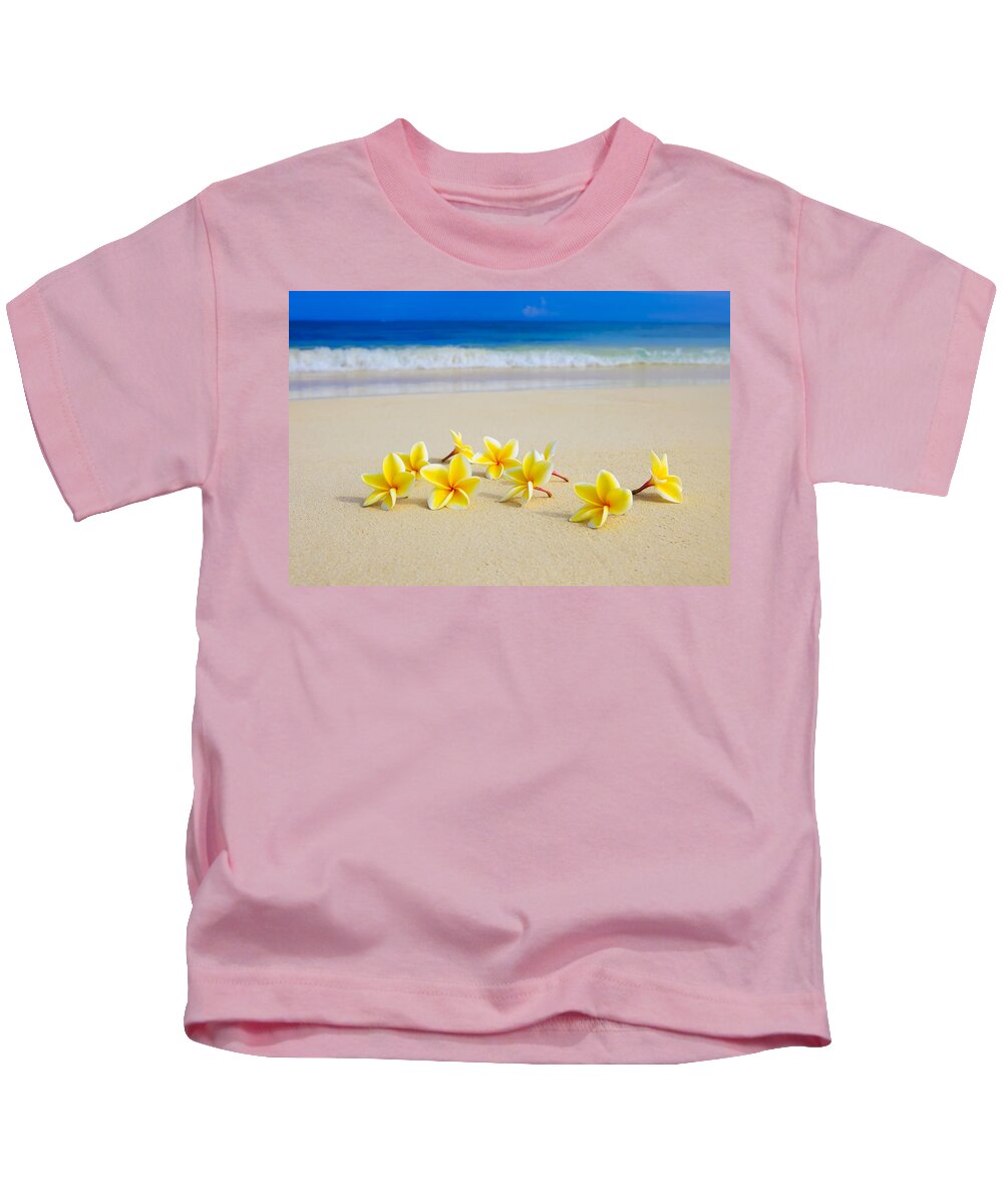 Background Kids T-Shirt featuring the photograph Plumerias on Beach II by Tomas del Amo