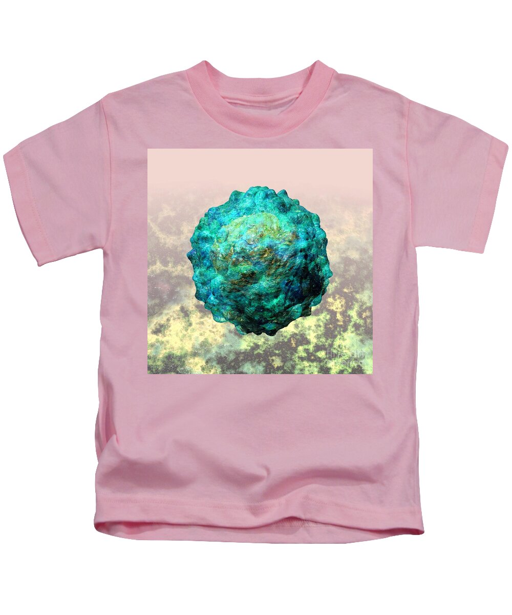 Biological Kids T-Shirt featuring the digital art Polio virus particle or virion poliovirus 1 by Russell Kightley