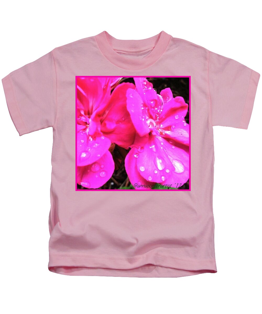 Flowersofinstagram Kids T-Shirt featuring the photograph Raindrops On Azalea Blossoms by Anna Porter