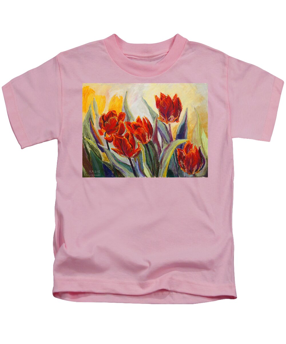 Barbara Pommerenke Kids T-Shirt featuring the pastel Spring Fire by Barbara Pommerenke