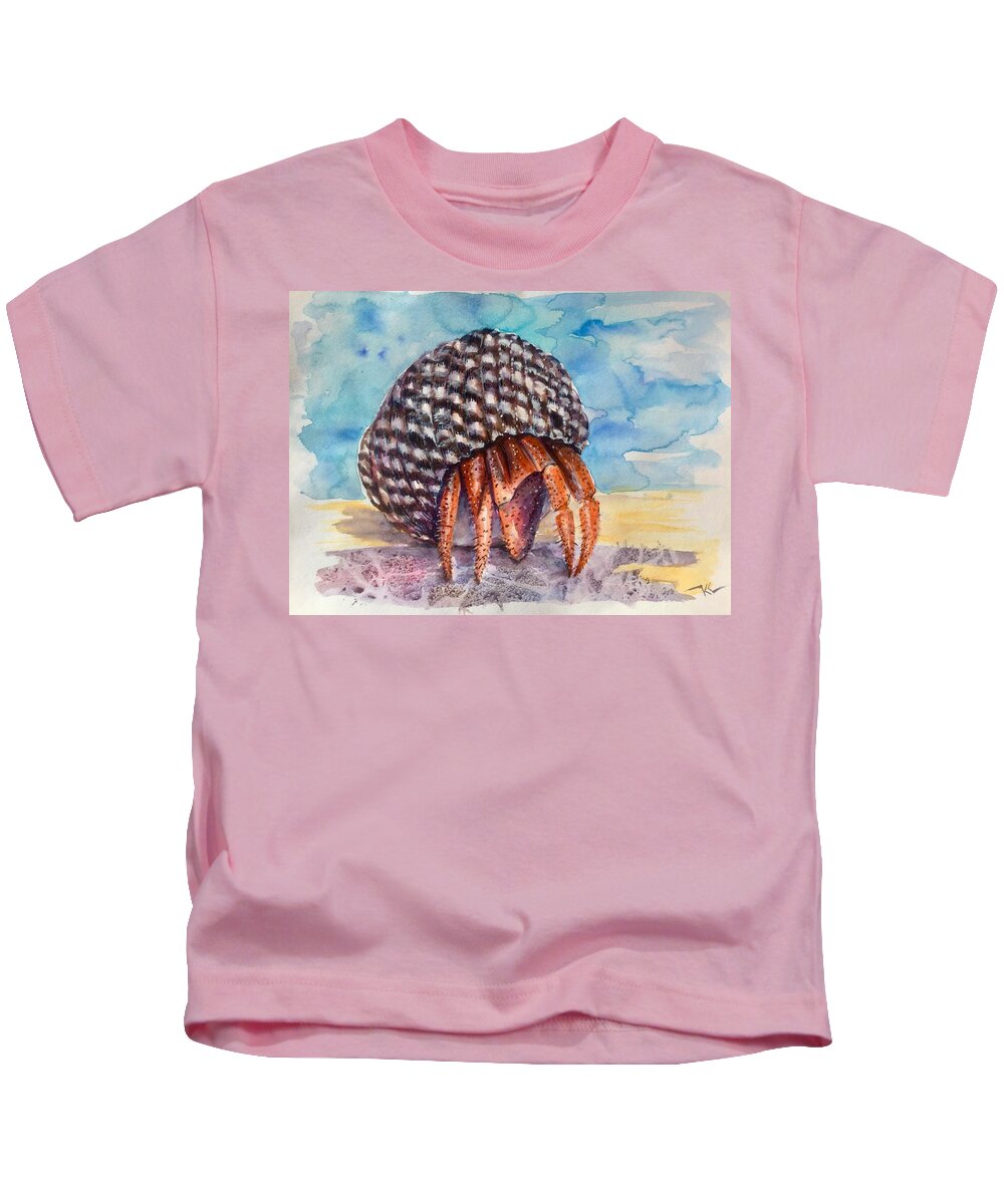 Hermit Crab Kids T-Shirt featuring the painting Hermit crab 4 #1 by Katerina Kovatcheva