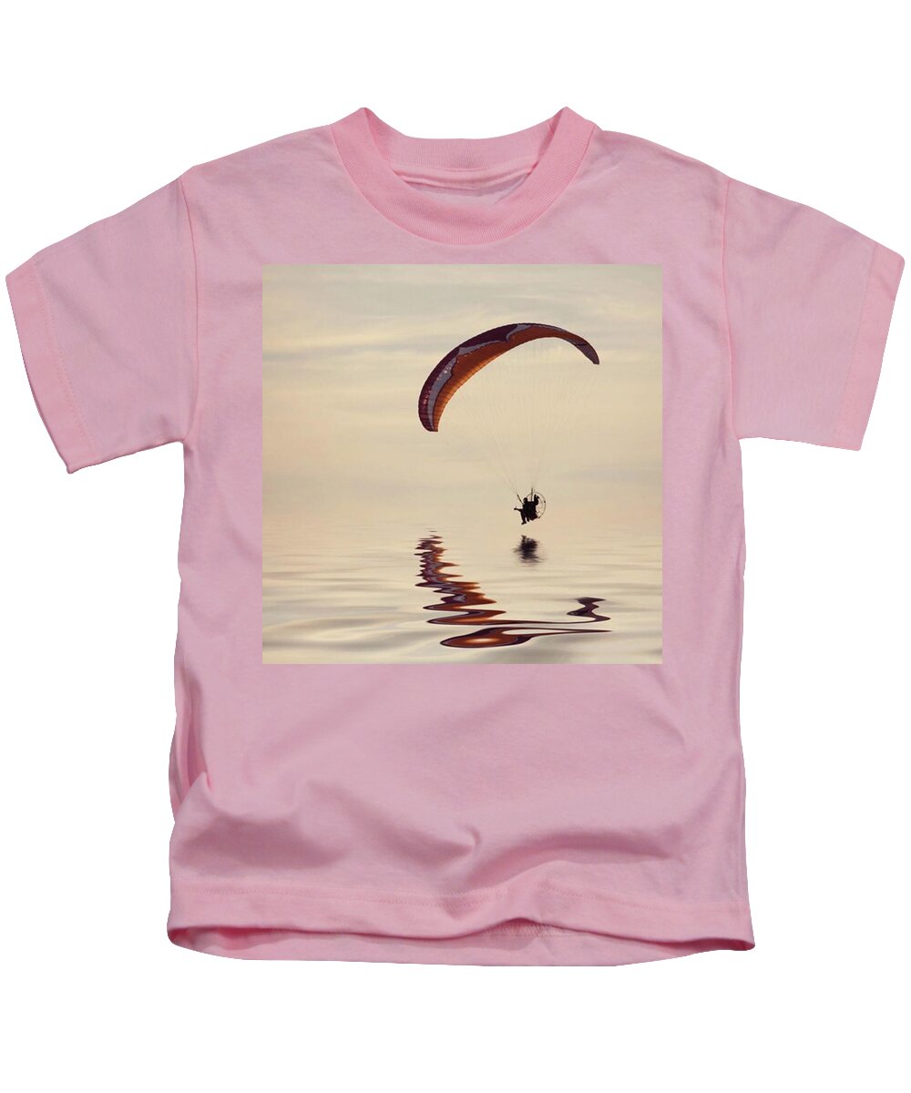 Flyinghigh Kids T-Shirt featuring the photograph Powered Paraglider #1 by John Edwards