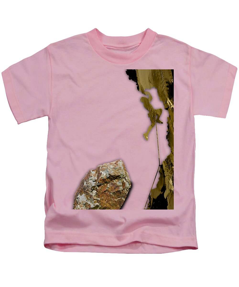 Rock Climber Kids T-Shirt featuring the mixed media Rock Climber Collection #11 by Marvin Blaine