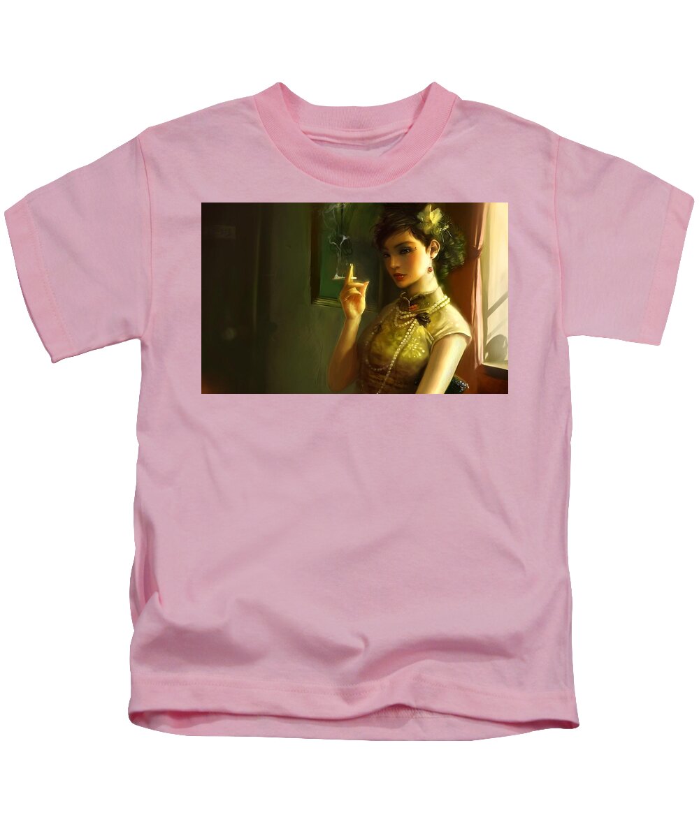 Women Kids T-Shirt featuring the digital art Women #137 by Super Lovely