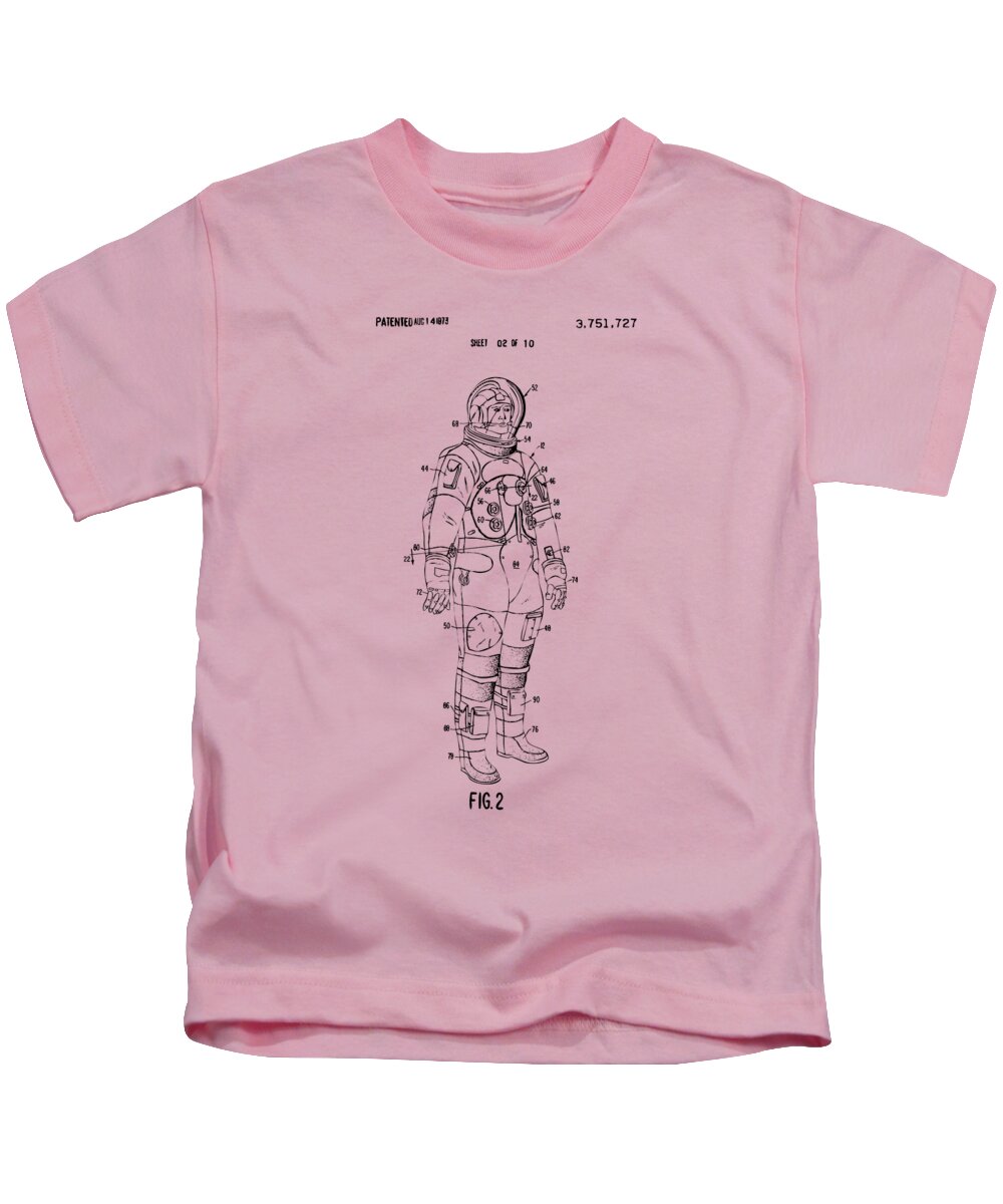 Space Suit Kids T-Shirt featuring the digital art 1973 Astronaut Space Suit Patent Artwork - Vintage by Nikki Marie Smith