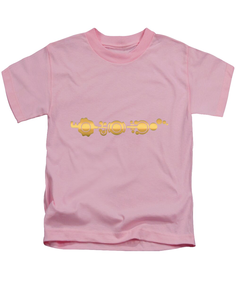 'the Signs' Collection By Serge Averbukh Kids T-Shirt featuring the digital art Crop Circle Formation near Market Harborough in Leicestershire England in Gold #2 by Serge Averbukh