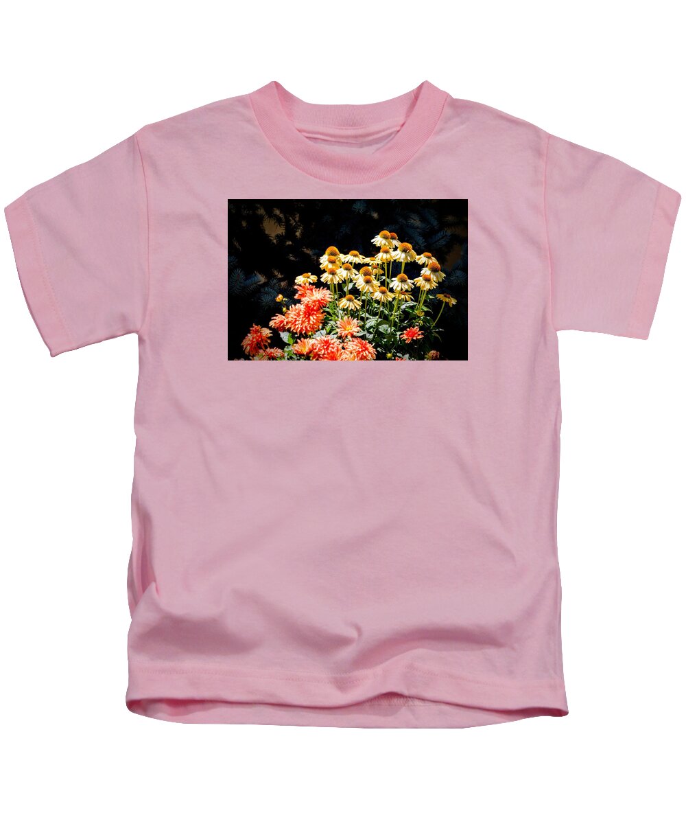 Floral Kids T-Shirt featuring the photograph A Bright Flower Patch by AJ Schibig