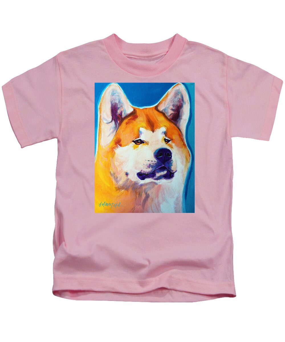 Akita Kids T-Shirt featuring the painting Akita - Apricot by Dawg Painter