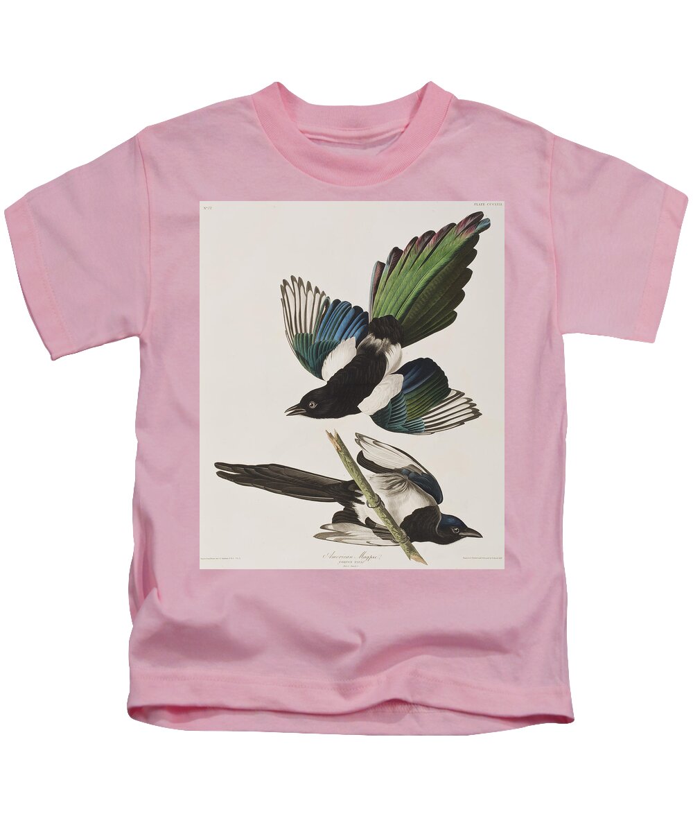 Magpie Kids T-Shirt featuring the painting American Magpie by John James Audubon