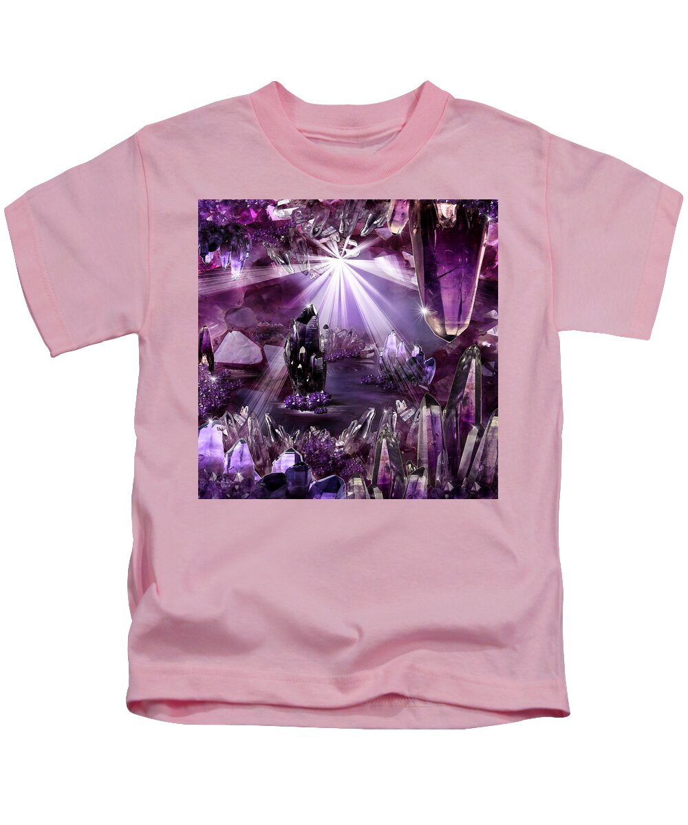 Digital Art Kids T-Shirt featuring the digital art Amethyst Dreams by Artful Oasis