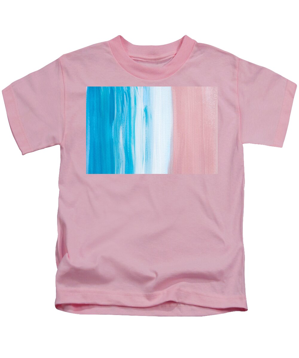 Abstract Kids T-Shirt featuring the painting Aqua Pink Abstract Painting by Christina Rollo