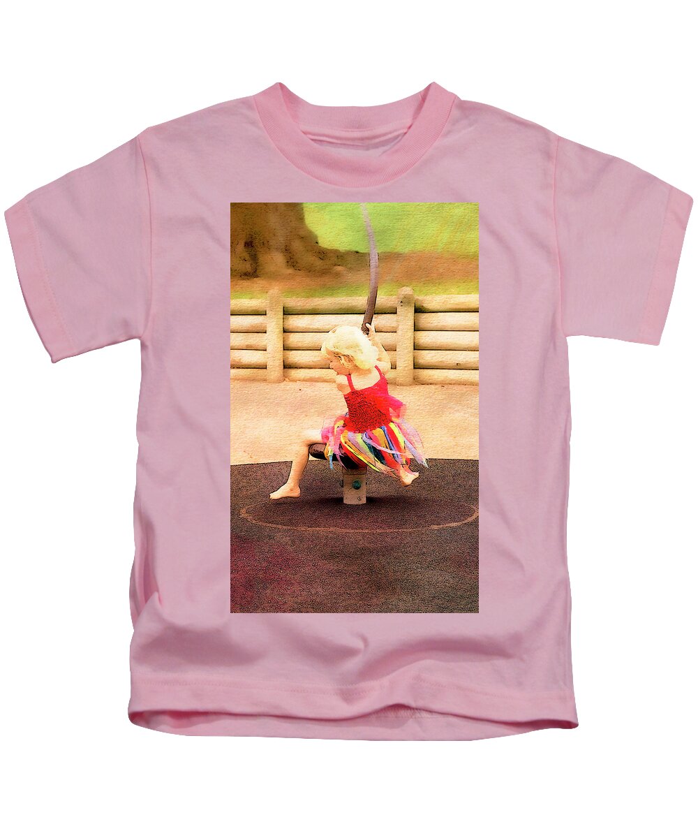 Girl Kids T-Shirt featuring the digital art At Play 1 by Kathryn McBride