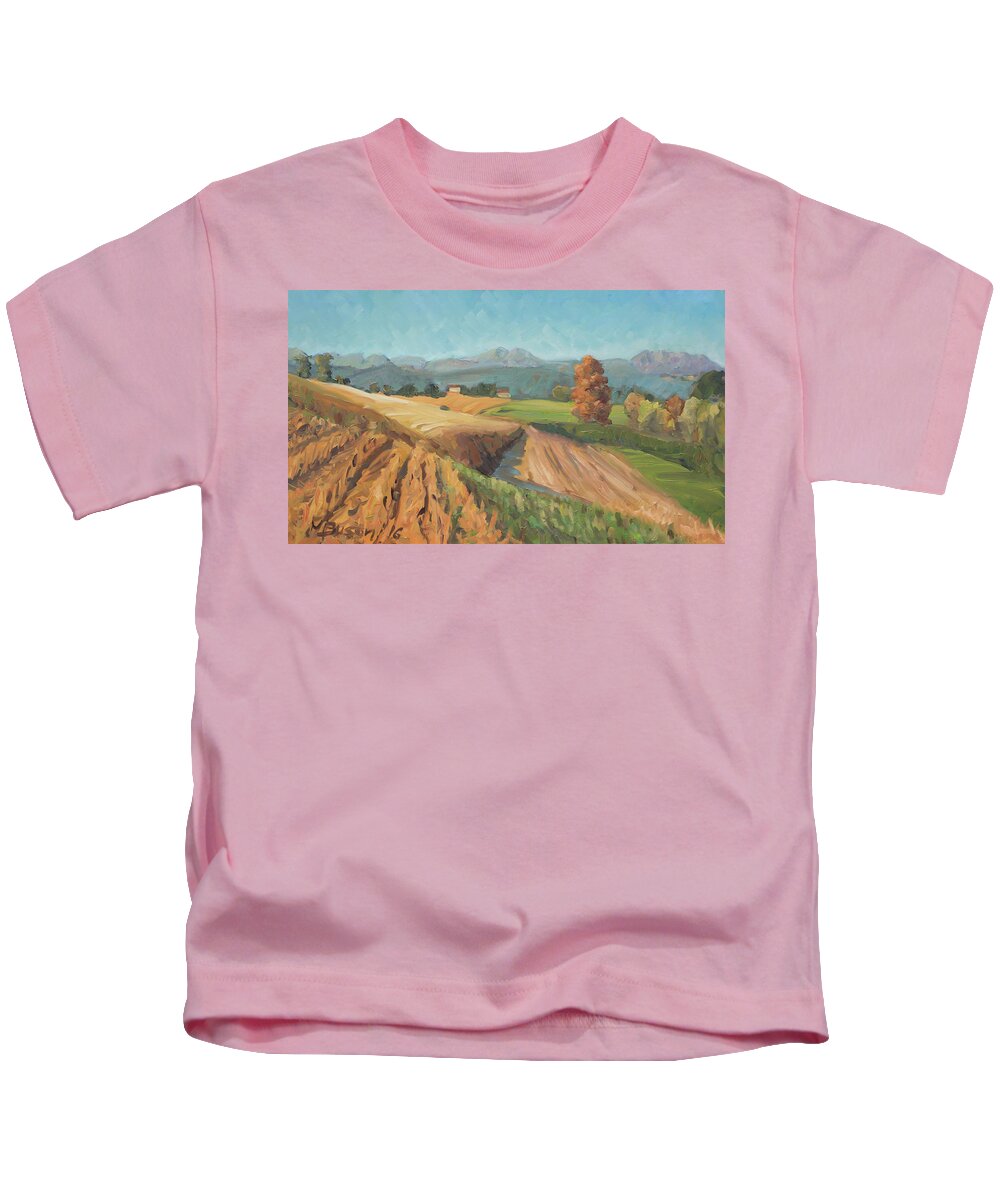 Fall Kids T-Shirt featuring the painting Autumn in Brianza by Marco Busoni