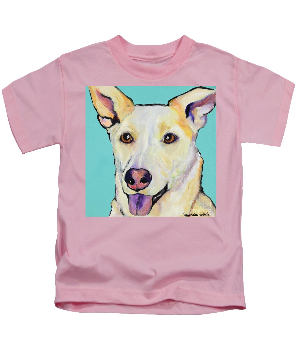 Dog Paintings Kids T-Shirt featuring the painting Bella by Pat Saunders-White
