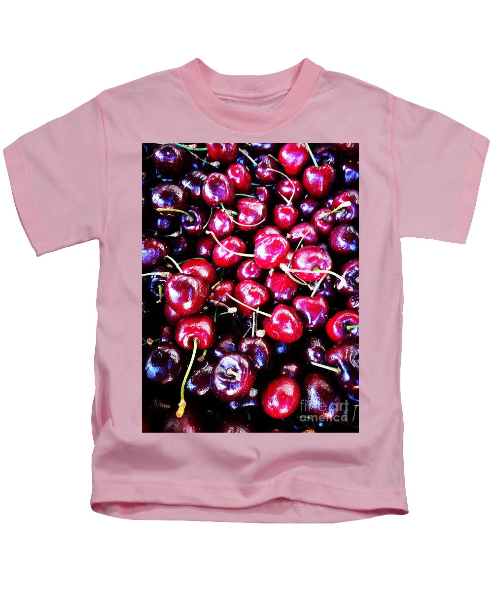 Still Life Kids T-Shirt featuring the photograph Black cherries by Jarek Filipowicz
