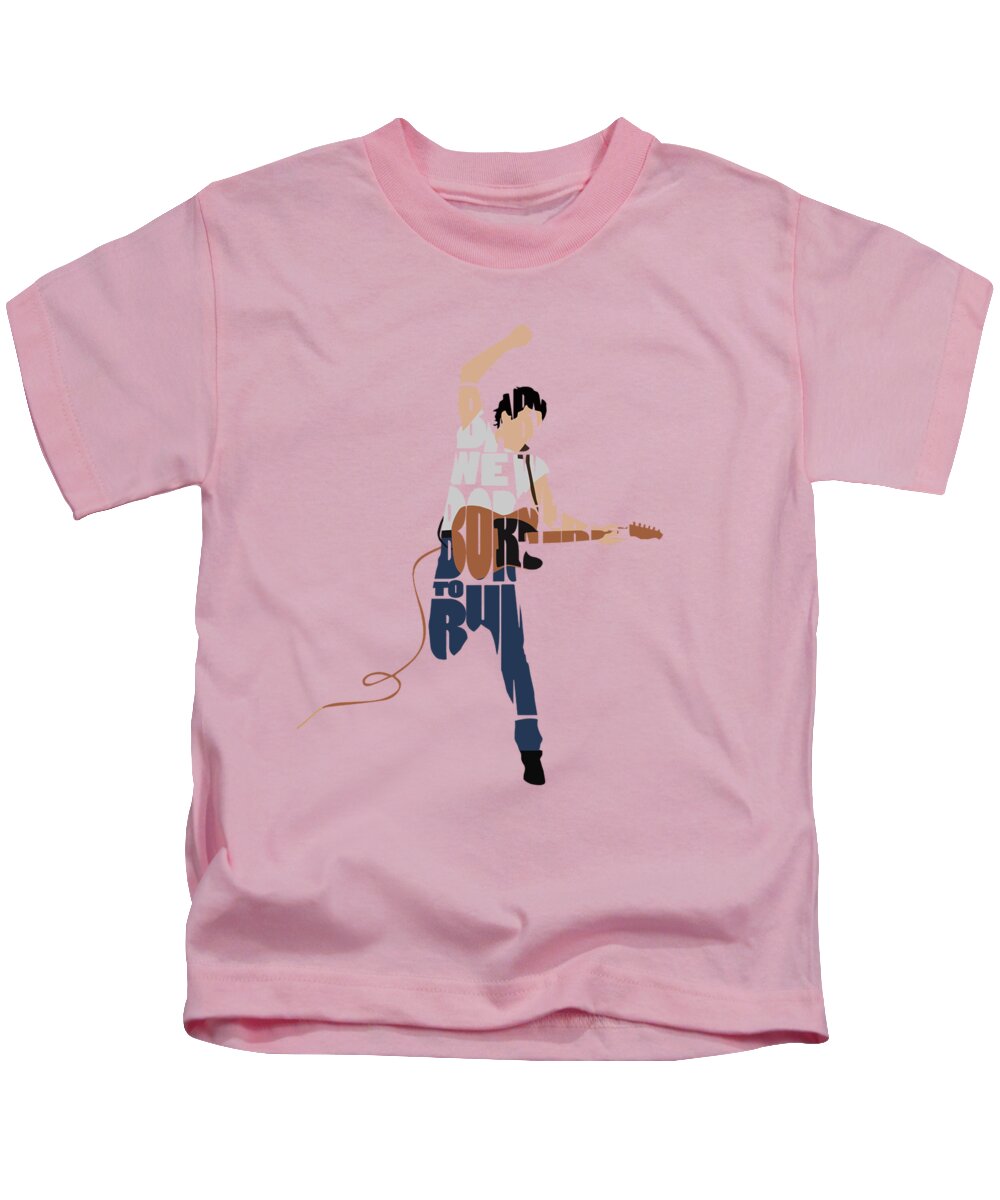 Bruce Springsteen Kids T-Shirt featuring the digital art Bruce Springsteen Typography Art by Inspirowl Design