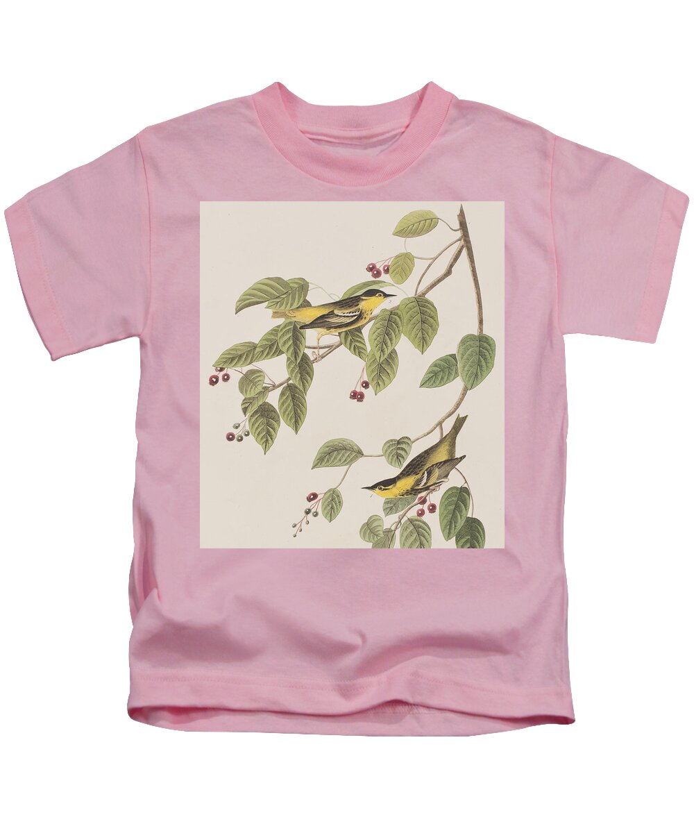 Warbler Kids T-Shirt featuring the painting Carbonated Warbler by John James Audubon