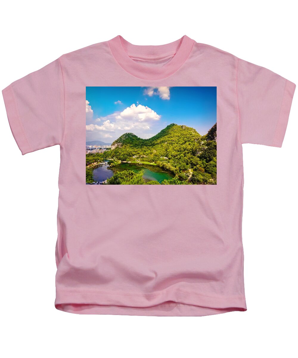 China Kids T-Shirt featuring the photograph China Guilin landscape scenery photography-17 by Artto Pan