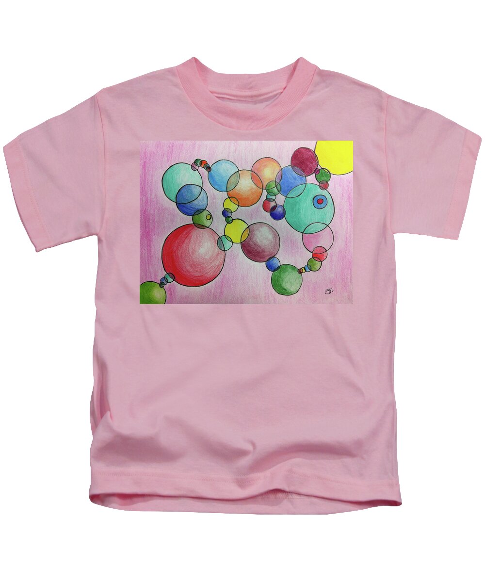 Circles Kids T-Shirt featuring the painting Circular Reasoning by Donna Blackhall
