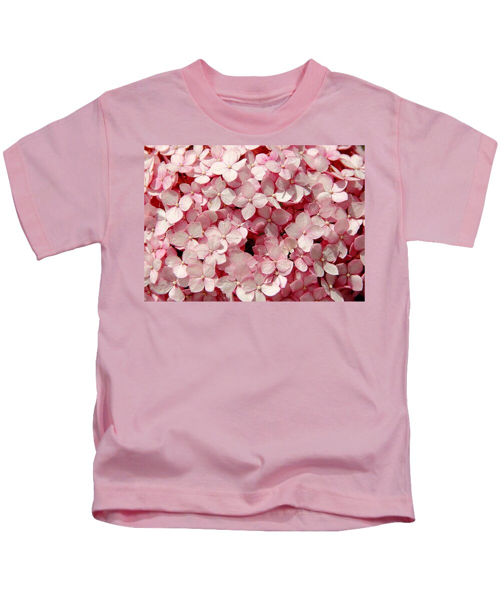 Pink Hydrangea Kids T-Shirt featuring the photograph Closeup of Pink Hydrangea by Allen Nice-Webb