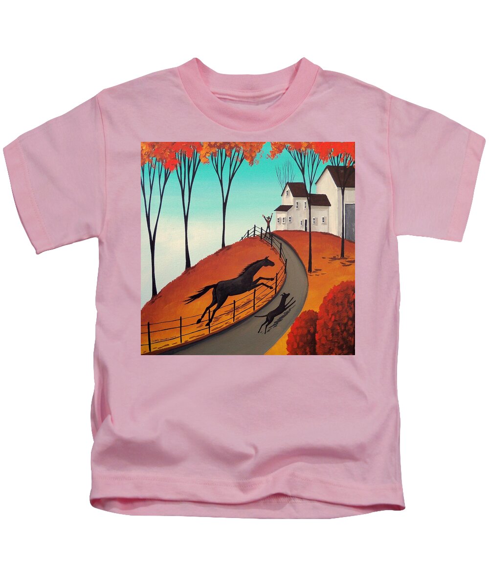 Art Kids T-Shirt featuring the painting Daily Competition by Debbie Criswell