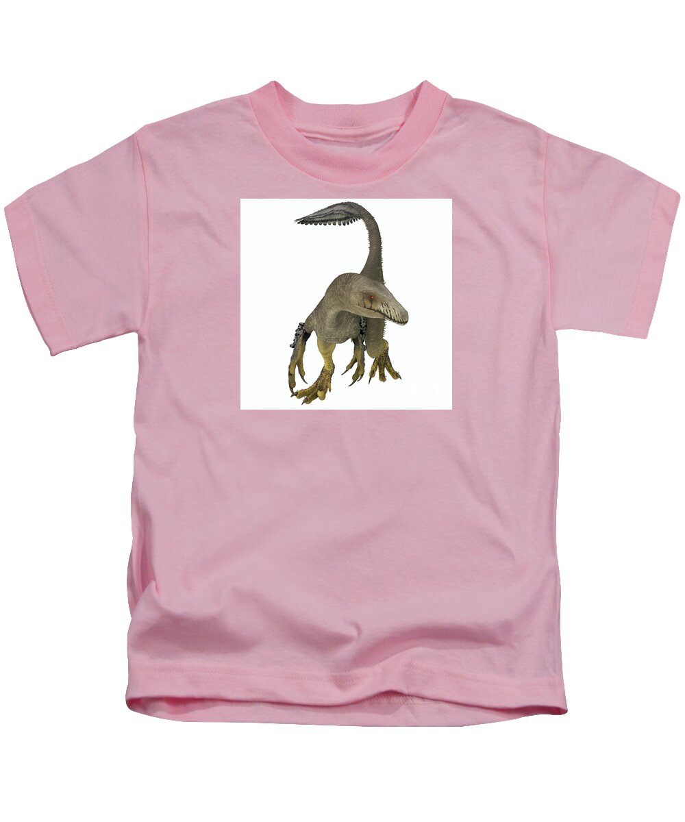 Dakotaraptor Kids T-Shirt featuring the digital art Dakotaraptor Dinosaur Front by Corey Ford