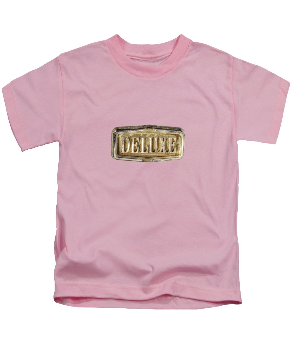 Automotive Kids T-Shirt featuring the photograph Deluxe Chrome Emblem by YoPedro