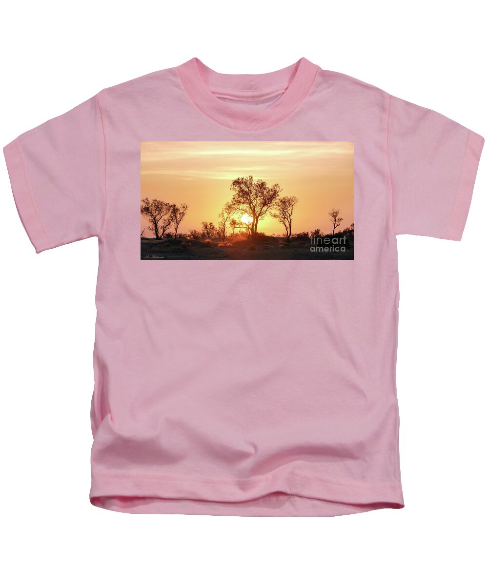 Desert Kids T-Shirt featuring the photograph Desert sunset by Arik Baltinester