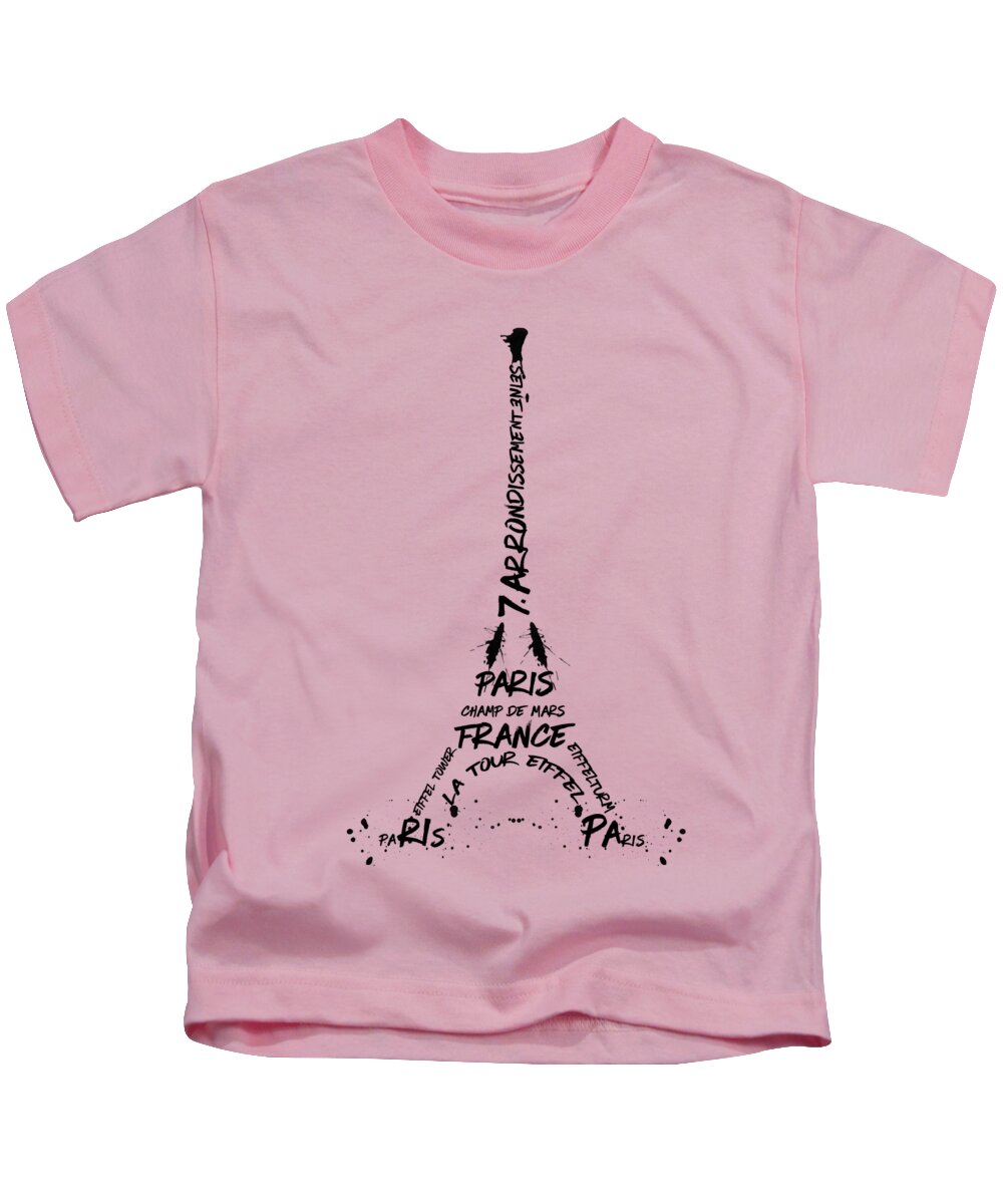 Paris Kids T-Shirt featuring the digital art Digital-Art Eiffel Tower by Melanie Viola
